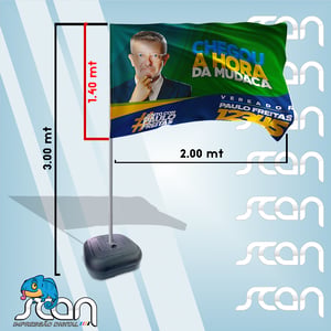 Bandeira com base - Campanha  1.40x2.00mt   Estrutura de Metal e Base de Plástico 