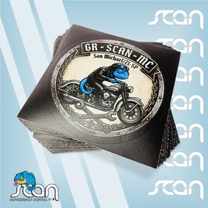 Adesivo Motoclube - Impressão UV Vinil 10x10   Meio corte e corte total 