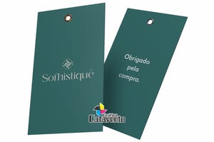 Tag Furada - Fosco com Verniz Localizado Couchê 300 gramas 9x5cm Colorido frente e verso   