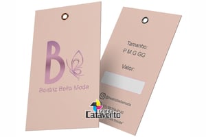 Tag Furada - Verniz Total Frente Couchê 300 gramas 9x5cm Colorido frente e verso   