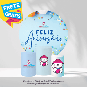 KIT FESTA PERSONALIZADO HELANCA PLUS 0.120 G/M2 1,50m x 1,50m 4x0 COR - IMPRESSÃO ULTRA HD SUBLIMÁTICA EPSON ESTRUTURA E CILINDROS NÃO INCLUSOS COSTURA OVERLOQUE COM ELÁSTICO, 01 TECIDO REDONDO E 03 TECIDOS CILÍNDRICOS 🚚 FRETE E ARTE GRÁTIS PARA O ESTADO DE SÃO PAULO!