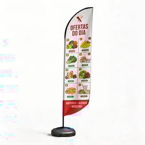 Wind Banner de Fibra Completo Promocional (G) DUPLA-FACE 3.0M X 0.65M FACA | PENA | VELA | ÂNGULO / BASE TITAN BLACK TECNOSPORT ESTRUTURA DE FIBRA DESMONTÁVEL 🚚 FRETE E ARTE GRÁTIS PARA O ESTADO DE SÃO PAULO!