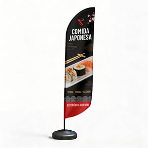 Wind Banner de Fibra Completo para Lojas (M) DUPLA-FACE 2.50M X 0.65M FACA | PENA | VELA | ÂNGULO / BASE TITAN BLACK TECNOSPORT ESTRUTURA DE FIBRA DESMONTÁVEL 🚚 FRETE E ARTE GRÁTIS PARA O ESTADO DE SÃO PAULO!