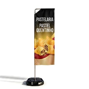 Wind Banner Full Profissional (GG) TECIDO TECNOSPORT 100% SINTÉTICO 3.20m x 0.65m DUPLA-FACE | IMPRESSÃO ULTRA-HD EPSON ESTRUTURA DE ALUMÍNIO DESMONTÁVEL RETANGULAR / Base Titan Black Modelo Maleta com Alça 🚚 FRETE E ARTE GRÁTIS PARA O ESTADO DE SÃO PAULO!