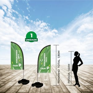 WIND BANNER KIT COMPLETO TECIDO OXFORD MODELO FACA ALTURA MONTADO: 1,90 METROS P - 4X4