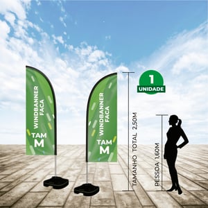 WIND BANNER KIT COMPLETO TECIDO OXFORD MODELO FACA ALTURA MONTADO: 2,50 METROS M - 4X4