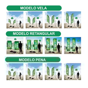 WIND BANNER KIT COMPLETO TECIDO OXFORD MODELO FACA ALTURA MONTADO: 3,00 METROS G - 4X4