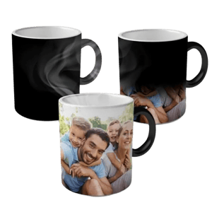 Caneca Mágica Personalizada Porcelana Termosensível 96x150mm Preta Fosco Sublimação  