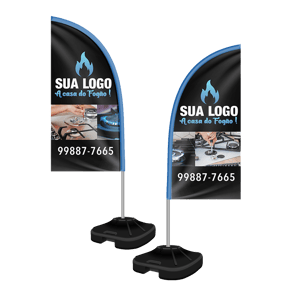 WIND BANNER KIT COMPLETO TECIDO OXFORD MODELO FACA ALTURA MONTADO: 1,90 METROS P - 4X4 Tecido Oxford Tamanho P 4x4 Sublimação  