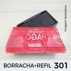 Borracha + Refil Ref. 301 Borracha e Refil em plastico com almofada 1,0x2,7 cm Tinta Preta   