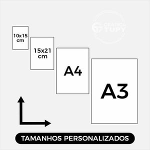 Folhas Impressas Tamanhos Diversos Personalizados Escolha o papel. Digite a medida em cm nos campos abaixo Escolha impressão só frente ou frente e verso. Escolha sem ou com revestimento. Corte Reto. 
