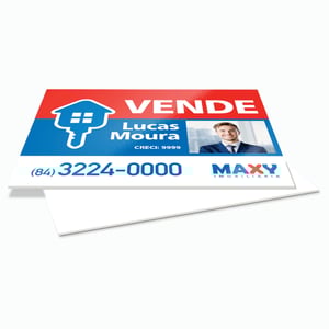 Placa Vende/Aluga PVC 1mm 40x28 4x0 PVC 1mm Reto 