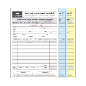 Bloco 148x210mm - autocopiativo -3 vias 53g 105x148 1x1 1° Via Autocopiativo Branco - 2° Via Aamarela 53g 3° Via Amarela 53g Blocagem com 50 folha 
