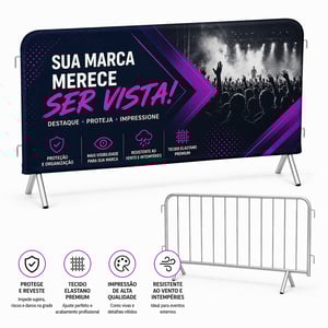 Capa de Proteção de Gradil Elastano 200x95cm Elastano 200x95cm 4x4 Sublimação Total Frente e Verso  