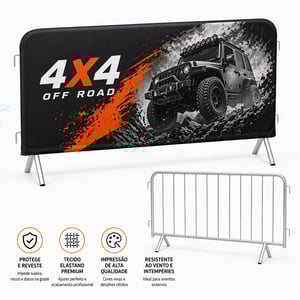Capa de Proteção de Gradil Elastano 300x95cm Elastano 300x95cm 4x4 Sublimação Total Frente e Verso  