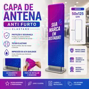 Capa de Antena Anti Furto Elastano 50x125cm Elastano 50x125cm 4x4 Sublimação Total Frente e Verso  
