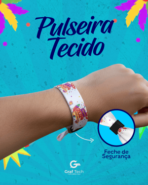 PULSEIRA DE TECIDO PERSONALIZADA (CARNAVAL 2026)   4X0 IMPRESSÃO DIGITAL  