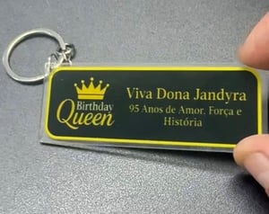 Chaveiro em Acrilico Impressão UV e Recorte laser com Argola