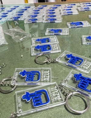 Chaveiro em Acrilico Impressão UV e Recorte laser com Argola