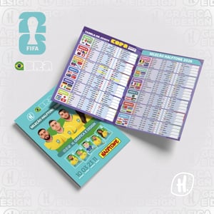 Tabela de Jogos 10x14cm Papel Couchê 90g 10x14cm Colorido Frente e Verso 4 Faces 1 Dobra Arte Inclusa