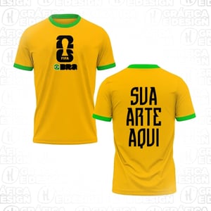 Camisa Amarela Com Verde 100% Poliéster P ao XG   Estampa em DTF Tamanho XG toda amarela sem detalhe verde
