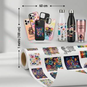 DTF UV Pro | Metro 60x100: Impressão sem Fundo  (L) 60cm x  (A) 100cm CMYK Ultravioleta Corte reto 