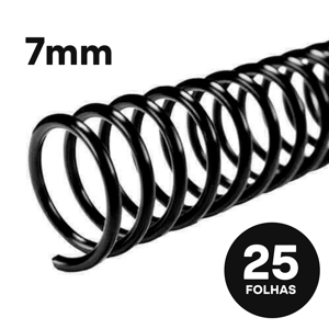 Encadernação Espiral | Até 25 Folhas Espiral 7mm A4  Plástico  Capa: Transparente | Contracapa: Preto