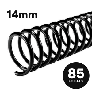 Encadernação Espiral | Até 85 Folhas Espiral 14mm A4  Plástico  Capa: Transparente | Contracapa: Preto