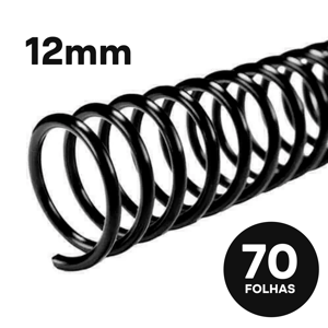 Encadernação Espiral | Até 70 Folhas Espiral 12mm A4  Plástico  Capa: Transparente | Contracapa: Preto