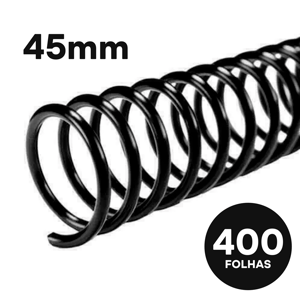 Encadernação Espiral | Até 400 Folhas Espiral 45mm A4  Plástico  Capa: Transparente | Contracapa: Preto