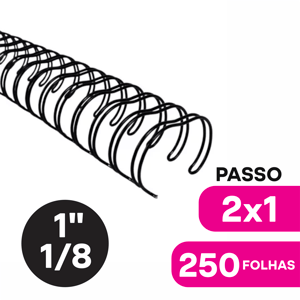 Encadernação Wire-o | Até 250 Folhas Wire-o 1 1/8 A4  Metal Passo 2x1 Capa: Transparente | Contracapa: Preto