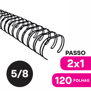 Encadernação Wire-o | Até 120 Folhas Wire-o 5/8 A4  Metal Passo 2x1 Capa: Transparente | Contracapa: Preto