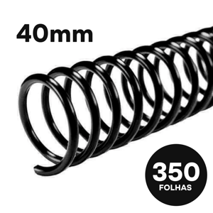 Encadernação Espiral | Até 350 Folhas Espiral 40mm A4  Plástico  Capa: Transparente | Contracapa: Preto