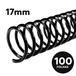 Encadernação Espiral | Até 100 Folhas Espiral 17mm A4  Plástico  Capa: Transparente | Contracapa: Preto