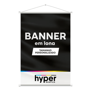 Banner em Lona Lona 380g Madeira Superior e Inferior 4x0  Bastão + Cordão 