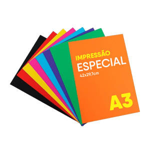 Impressão Laser | Papéis Especiais | A3 ColorPlus, PeroPlus, Kraft, Reciclato. A3 (42x29,7cm) Informe a cor do papel após realizar o pedido.  Corte Reto 