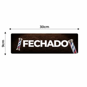 Placa PS Barbearia Aberto / Fechado