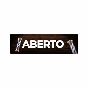 Placa PS Barbearia Aberto / Fechado