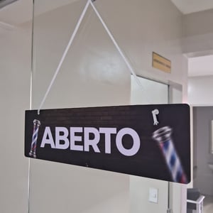 Placa PS Barbearia Aberto / Fechado