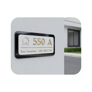 Placa Para Residência - ACM ACM - ACRÍLICO 30x15cm   Corte a Laser e Router 