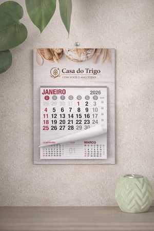 Folhinha Comercial Duplex 250g 27x37cm 4x0 Grampo - Bloco de Calendário Furo 7mm 