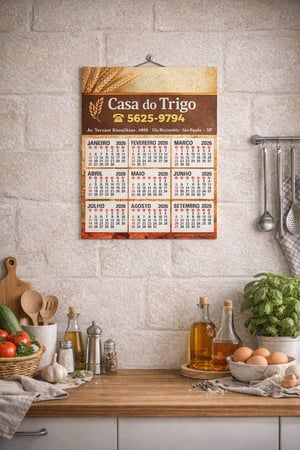 Folhinha de Parede Couche 250g 19x26cm 4x0 Verniz UV Total Furo 5mm 