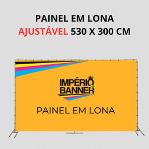 PAINEL EM LONA AJUSTÁVEL ATÉ 5,30 X 3 M (530 x 300 CM)  m2   Lona com reforço e ilhós em volta 