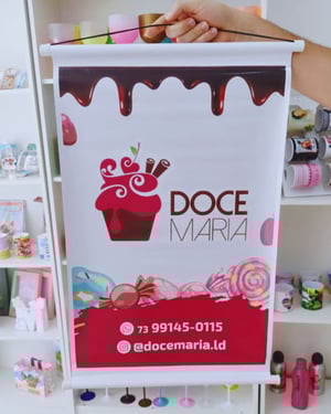 Banner Personalizado Lona 440g.    Bastão e Cordão 