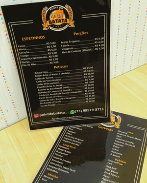 Cardápios Plastificados  Frente e verso   Plastificação 