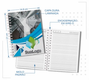 Caderno Capa Dura A5 personalizado - 100 folhas c/ pauta