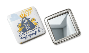 Botton Espelho 50x50mm Personalizado  Quadrado 50x50mm Colorido Frente   
