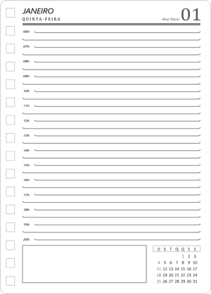 Miolo de Agenda Diária 2027 Offset 75g 14,8x21cm   Corte Reto 
