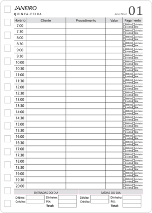 Miolo de Agenda de Agendamento 2027 Offset 75g 14,8x21cm   Corte Reto 