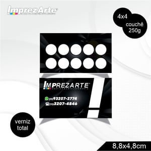 Cartão de visita - frente e verso Supremo 300g Tam. Final: 8,8x4,8cm 4x4   Ideal para carimbar